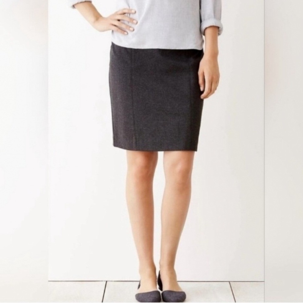 J. Jill Charcoal Gray Heather Ponte Knit Pencil Skirt Sz M Stretch Office